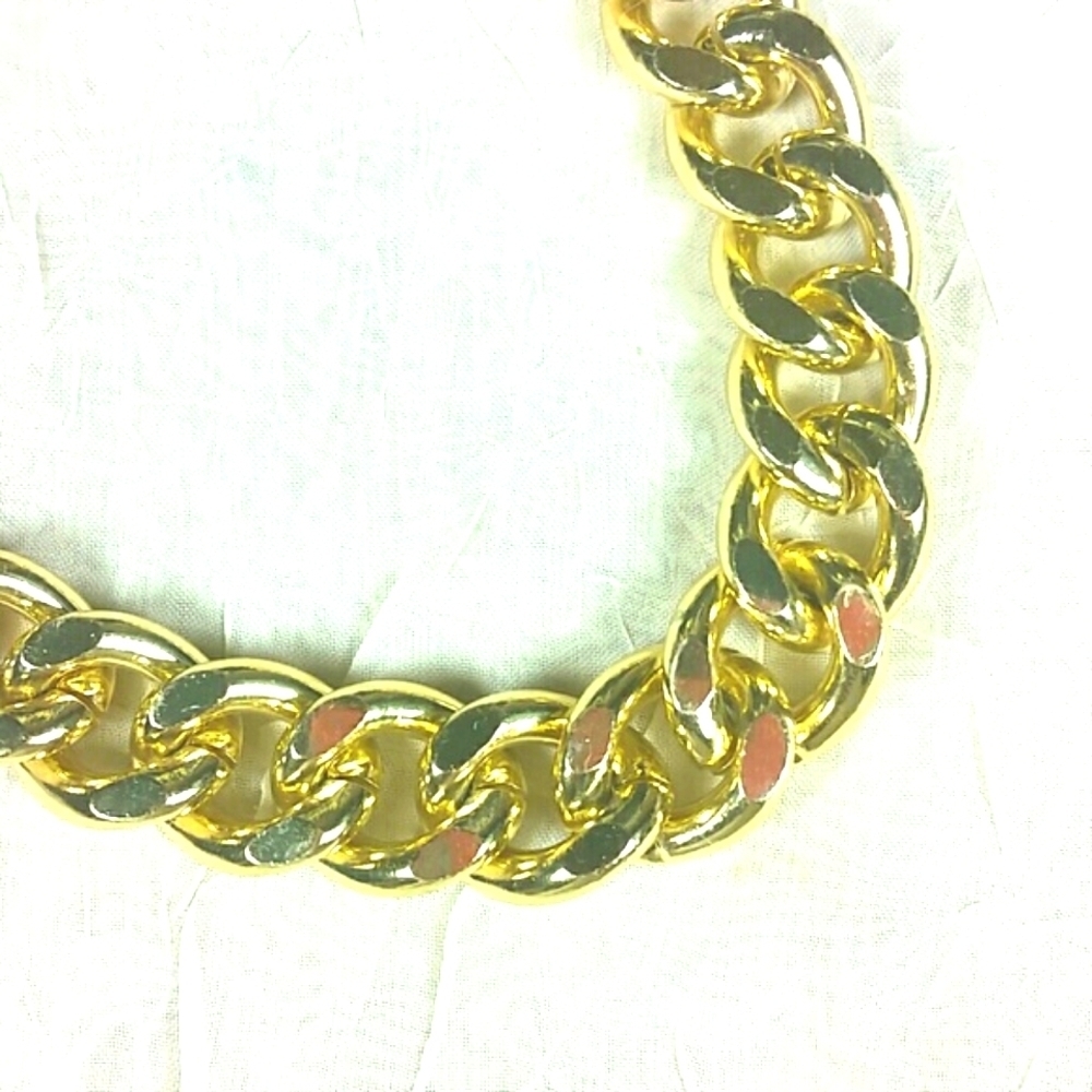 24" Gold Plated 20 mm Curb Chain Necklace Unisex Bold Luxury Statement Jewelry - Picture 2 of 4